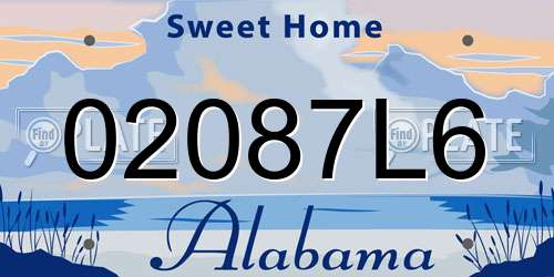02087L6 Alabama License Plate