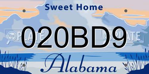 020BD9 Alabama License Plate