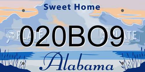 020BO9 Alabama License Plate