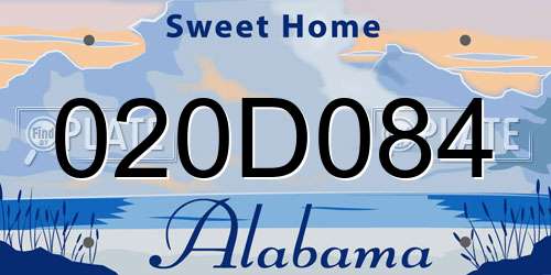 020D084 Alabama License Plate