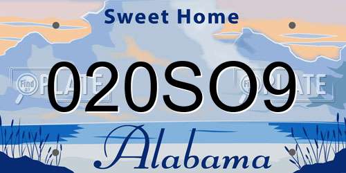 020SO9 Alabama License Plate