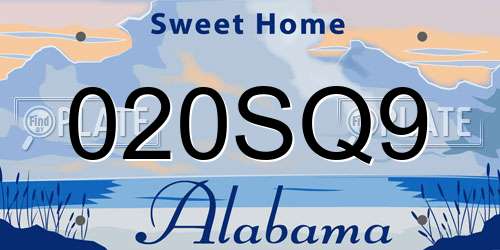 020SQ9 Alabama License Plate