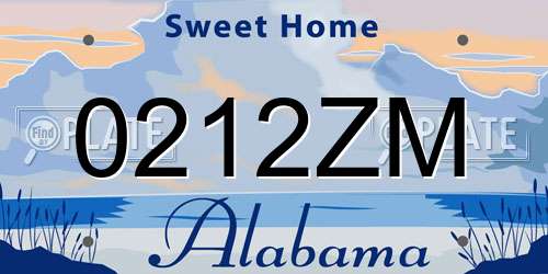 0212ZM Alabama License Plate