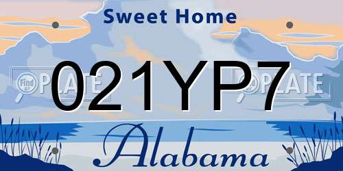 021YP7 Alabama License Plate