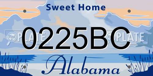 0225BC Alabama License Plate