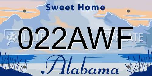 022AWF Alabama License Plate