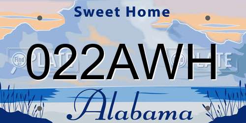 022AWH Alabama License Plate
