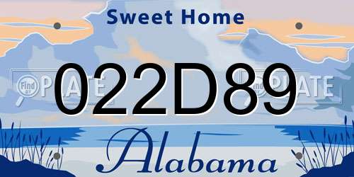 022D89 Alabama License Plate