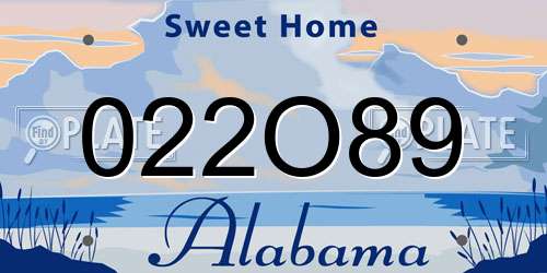 022O89 Alabama License Plate