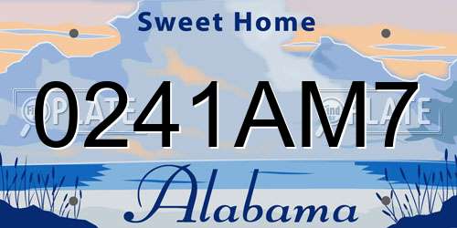 0241AM7 Alabama License Plate