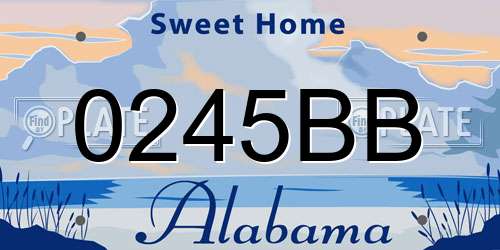 0245BB Alabama License Plate