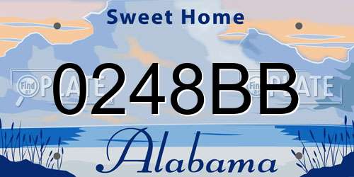 0248BB Alabama License Plate