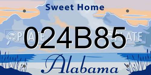 024B85 Alabama License Plate