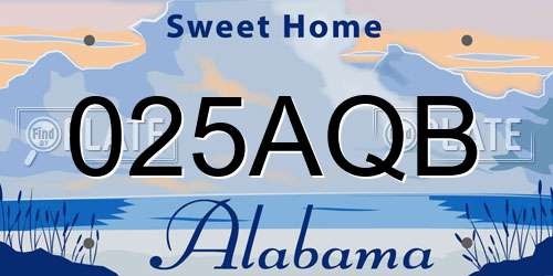 025AQB Alabama License Plate
