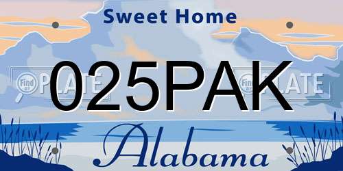 025PAK Alabama License Plate