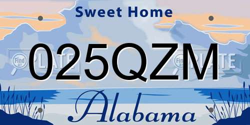 025QZM Alabama License Plate