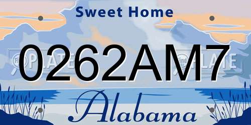 0262AM7 Alabama License Plate
