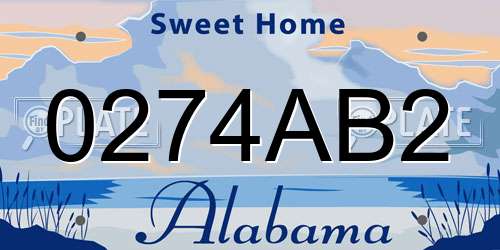 0274AB2 Alabama License Plate