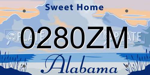 0280ZM Alabama License Plate