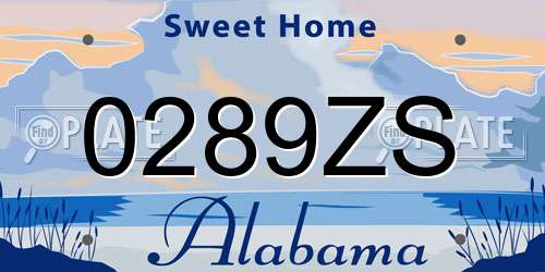0289ZS Alabama License Plate