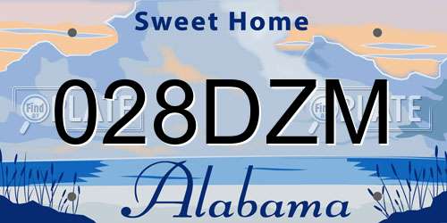028DZM Alabama License Plate