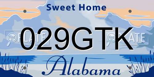 029GTK Alabama License Plate