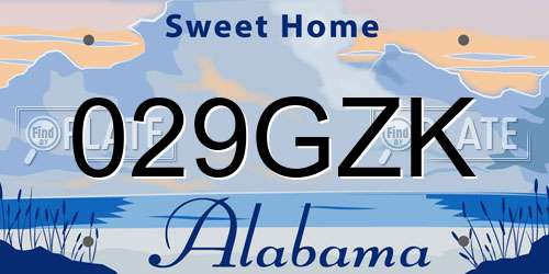 029GZK Alabama License Plate