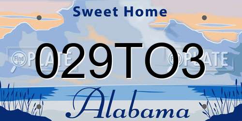 029TO3 Alabama License Plate