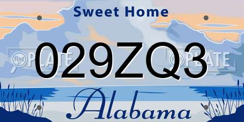029ZQ3 Alabama License Plate