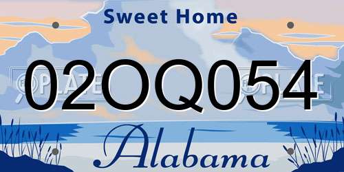 02OQ054 Alabama License Plate