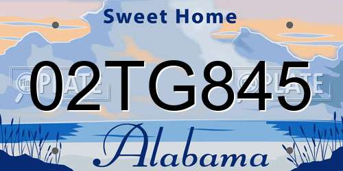 02TG845 Alabama License Plate