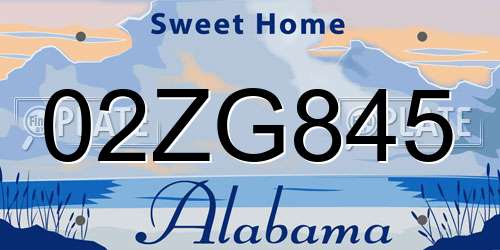 02ZG845 Alabama License Plate