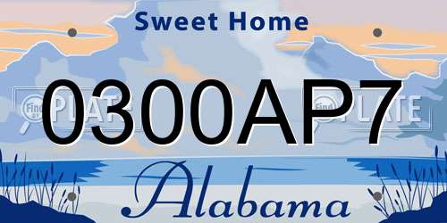 0300AP7 Alabama License Plate