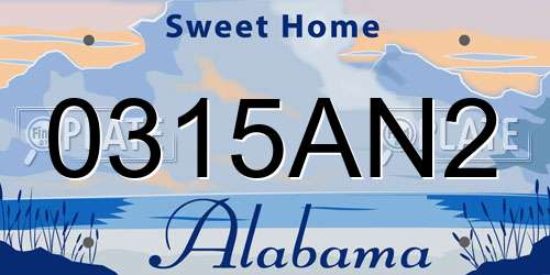 0315AN2 Alabama License Plate