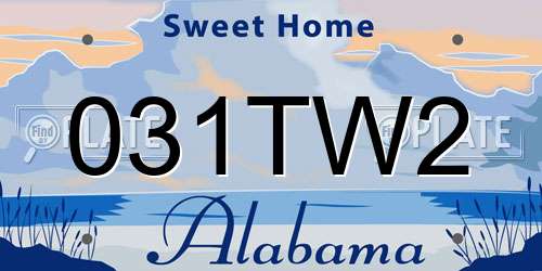 031TW2 Alabama License Plate