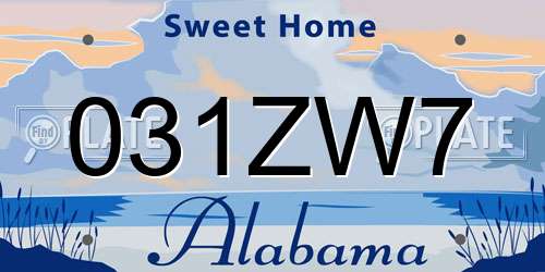 031ZW7 Alabama License Plate