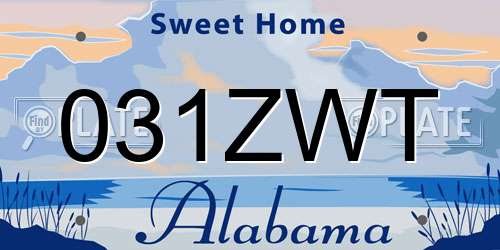 031ZWT Alabama License Plate