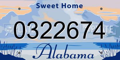 0322674 Alabama License Plate