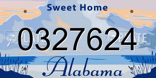 0327624 Alabama License Plate