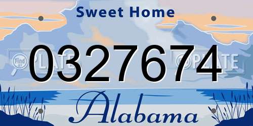 0327674 Alabama License Plate