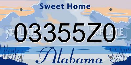 03355Z0 Alabama License Plate