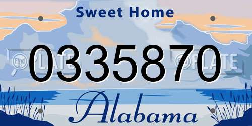 0335870 Alabama License Plate