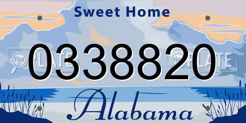0338820 Alabama License Plate