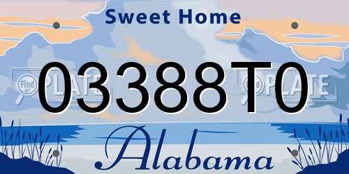 03388T0 Alabama License Plate