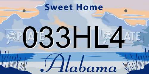 033HL4 Alabama License Plate