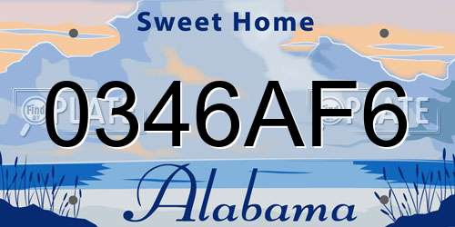 0346AF6 Alabama License Plate
