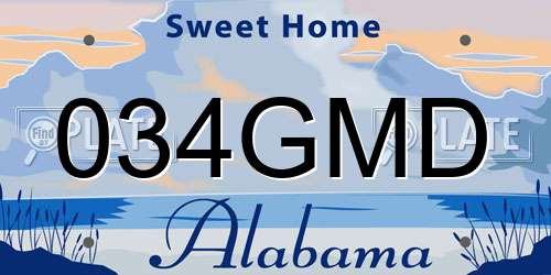 034GMD Alabama License Plate