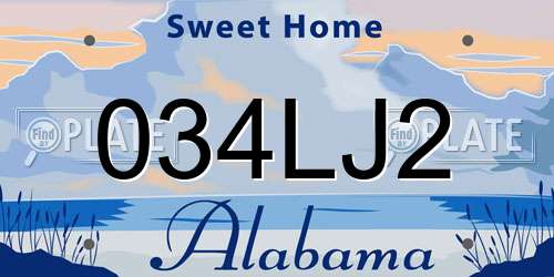034LJ2 Alabama License Plate