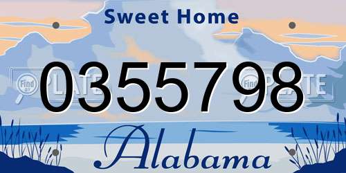 0355798 Alabama License Plate
