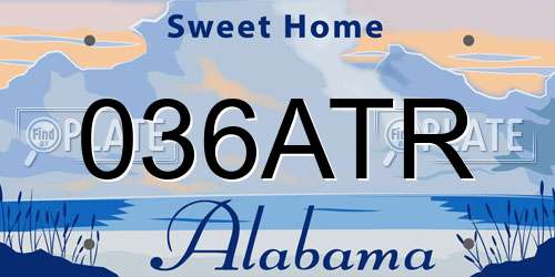 036ATR Alabama License Plate